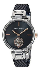 Reloj De Pulsera De Malla Plateada Y Azul Amatista