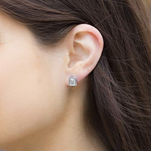 Mia Sarine Plata De Ley Con Baño De Rodio 1 3/8 Cttw Aretes