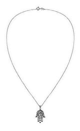 Collar de plata esterlina Mano de Fátima con mal de ojo
