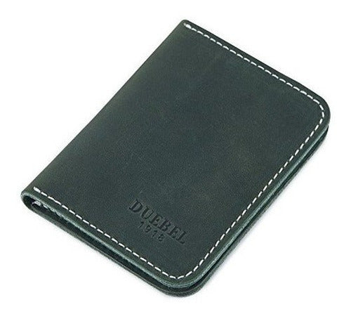 Cartera Delgada De Cuero Con Bolsillo Frontal