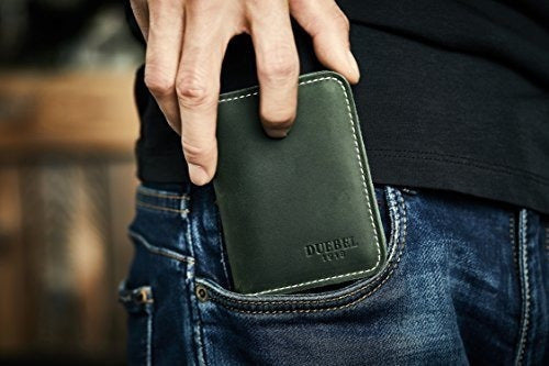 Cartera Delgada De Cuero Con Bolsillo Frontal