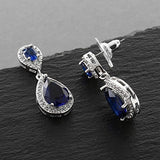 Pendientes De Lágrima de Circonita Cúbica Azul