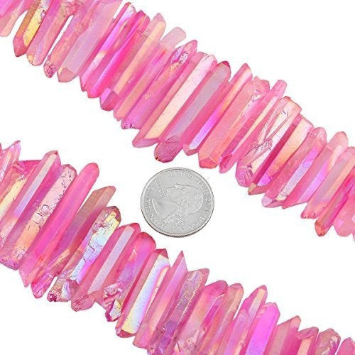 Crystal Points Cuarzo recubierto de titanio Palitos ásperos
