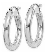 Pendientes De Aro De Tubo De 4 Mm De Oro Blanco Pulido De 14