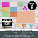 Papel Para Tarjetas Con Brillo, 20 Hojas Papel Sparkle