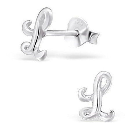 Aretes De Plata De Ley 925 Con Letra L