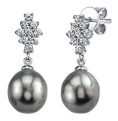 La Fuente De Perlas 9-10mm Aretes De Gina De Perlas