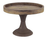 Bandeja De Pedestal De Madera Y Metal Natural Desgastado