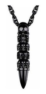 Prosteel Skull Bullet Charm Collar Esqueleto Colgante,