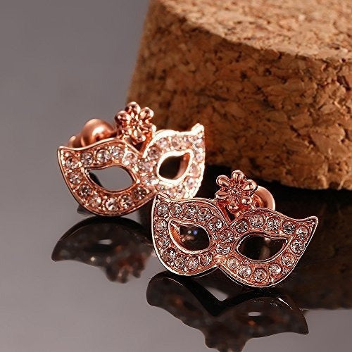 Pendientes Chapados En Oro Rosa Zirconia Push Back Mask
