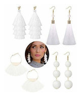 Loyallook - 4 pares de pendientes de borla para mujer