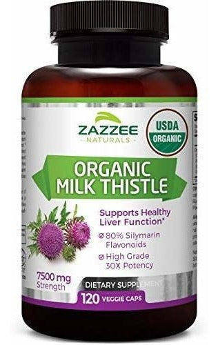 Cápsulas De Extracto De Cardo De Leche Orgánico Zazzee Usda