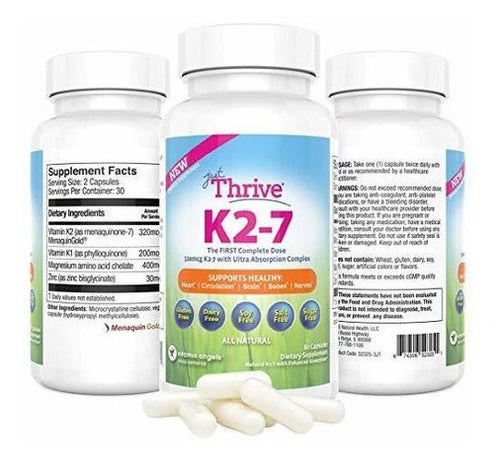Just Thrive: Vitamina K2-7 - Suplemento Para La Salud