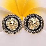Pendientes Negros Chapados En Platino Con Oro Rosa
