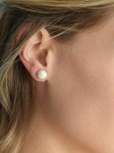 Mariell Freshwater Ivory Pearl Stud Clip En Pendientes Para