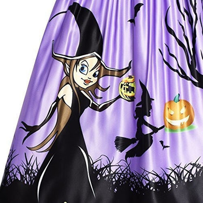 Vestido Para Niñas Fiesta De Halloween Bruja Murciélago