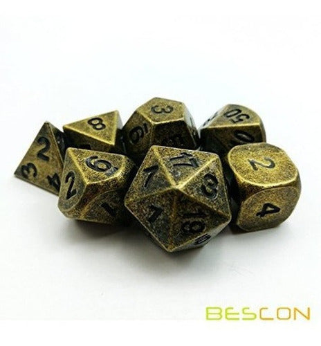 Bescon Juego de dados de D & D poliédricos de metal sólido d