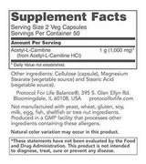 Protocolo para el equilibrio de la vida  Acetil-lcarnitina 500 Mg