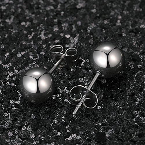 Mdfun 5 Pares De Aretes De Bola De Acero Inoxidable