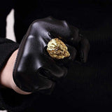Hombres Vintage 316l De Acero Inoxidable Gold Lion Head