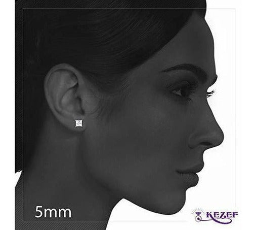 Square Princess Cut 5mm Blanco Cubic Zirconia .925 Sterling