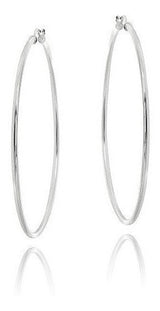 Aretes Tipo Argolla De Plata Esterlina, Pulido, Alto, 1.5