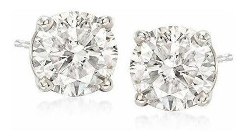 Aretes Cz En Oro Blanco De 14 Kt