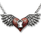 Collar De Corazón De Alas De Ángel Controse Rojo