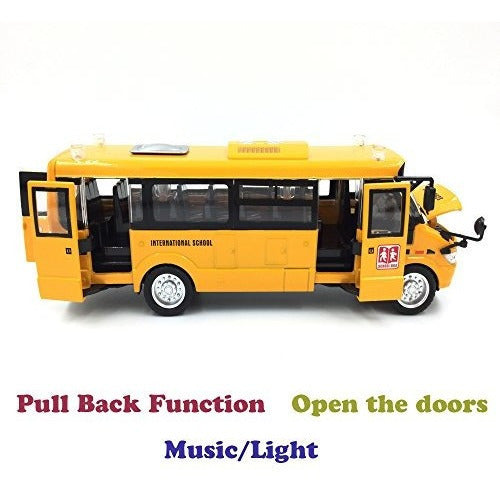 9 Pull Back School Bus Light Up and Sounds Vehículos De