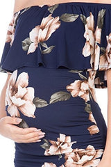 Vestido De Maternidad Con Volantes Fuera Del Hombro