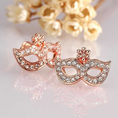 Pendientes Chapados En Oro Rosa Zirconia Push Back Mask