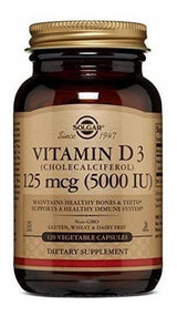 Vitamina D3 colecalciferol 5,000 UI, 120 Cápsulas