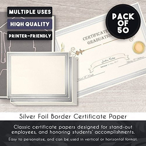 Certificados De Premio - 50 Hojas De Papel Normal En Blanco