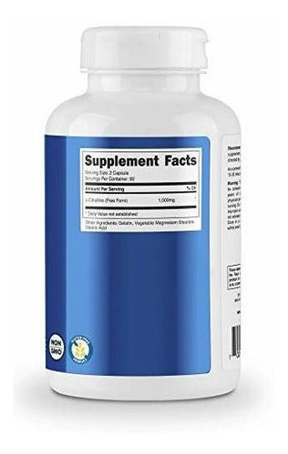 Cápsulas Nutricost L-Citrulina. Sin gluten