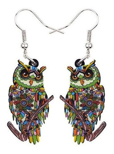 Sweet Dangle Owl Pendientes Acrílico Arte Bird Drop