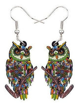 Sweet Dangle Owl Pendientes Acrílico Arte Bird Drop