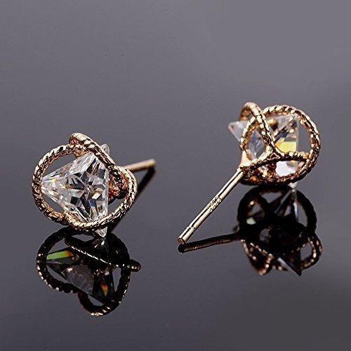 Heypin Triángulo Geométrico Zirconia Cúbica Aretes De Oro