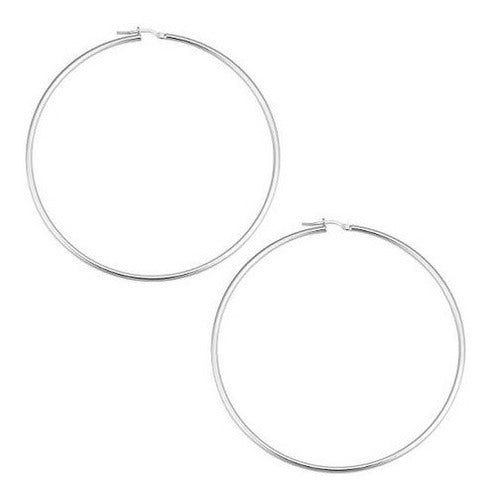 Pendientes De Aro De Tubo De 2x70 Mm De Plata Esterlina