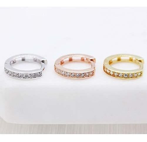 Plata De Ley 925 Cubic Zirconia Aro Pequeño Pendientes