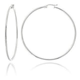 Aretes Tipo Argolla De Plata Esterlina, Pulido, Alto, 1.5