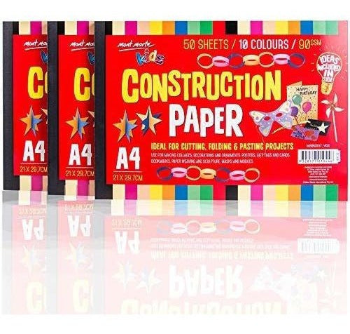 Papel de construcción grande para niños, 10 colores surtidos