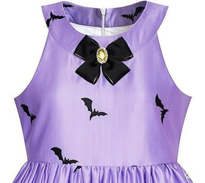 Vestido Para Niñas Fiesta De Halloween Bruja Murciélago