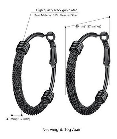 Prosteel Pendientes De Aro Negro Para Mujer Círculo