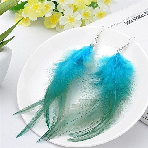 pendientes de borla de plumas para mujeres y niñas