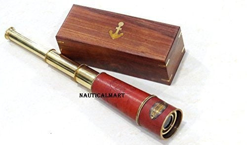 Nauticalmart 16 Royal Navy Latón Telescopio De Cuero Pirata