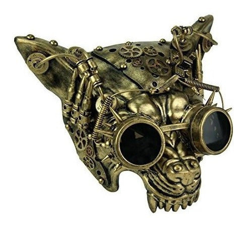 Mad Dog Metallic Gold Steampunk Wolf Mascarilla