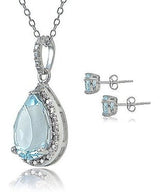 Conjunto De Collar Y Pendientes Con Lágrima De Plata
