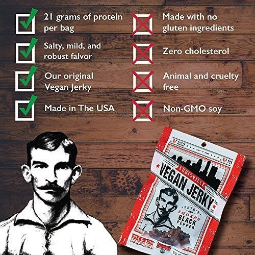 Louisville Vegan Jerky - Pimienta Negra Ahumada, Vegetariana