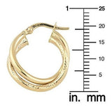 Pendientes De Aro Doble De Oro Amarillo De 14 K De