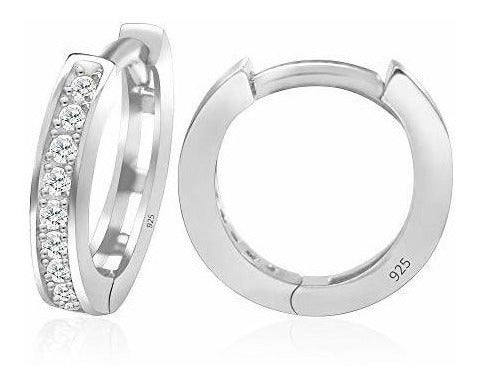 Plata De Ley 925 Cubic Zirconia Aro Pequeño Pendientes